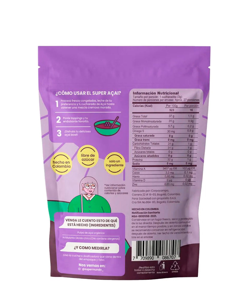 Acai orgánico liofilizado Superfuds 80 gr