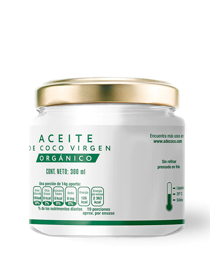 Aceite de coco orgánico virgen "A de coco" 300 ml