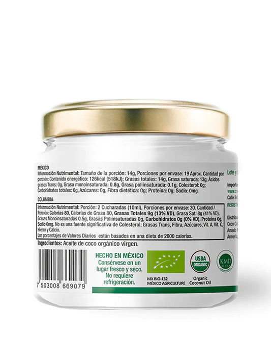 Aceite de coco orgánico virgen "A de coco" 300 ml