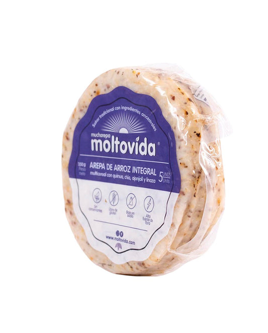 Arepa de arroz integral multicereal Moltovida 5 unds Sin Gluten