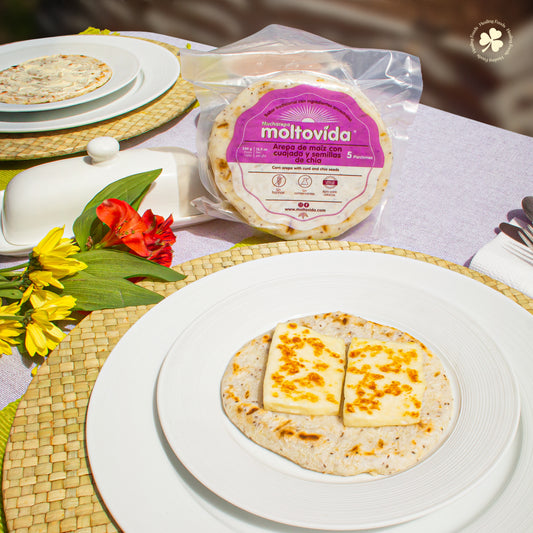Arepa de maíz con cuajada y semillas de chía Moltovida 5 unds Sin Gluten