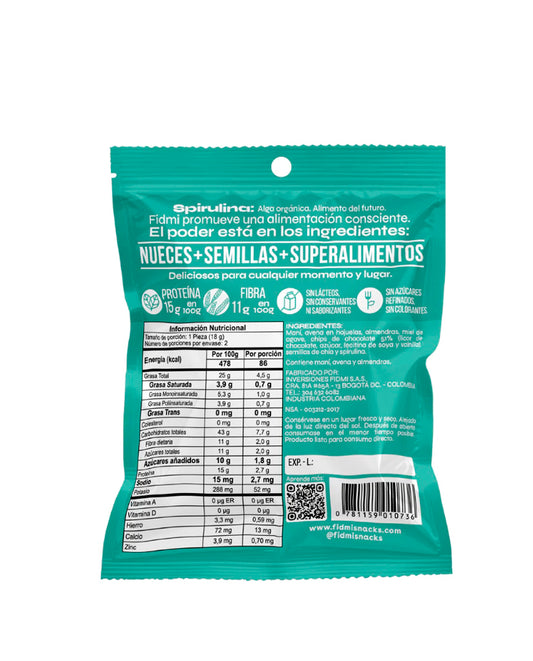 Bola espirulina y cacao Fidme 36 gr