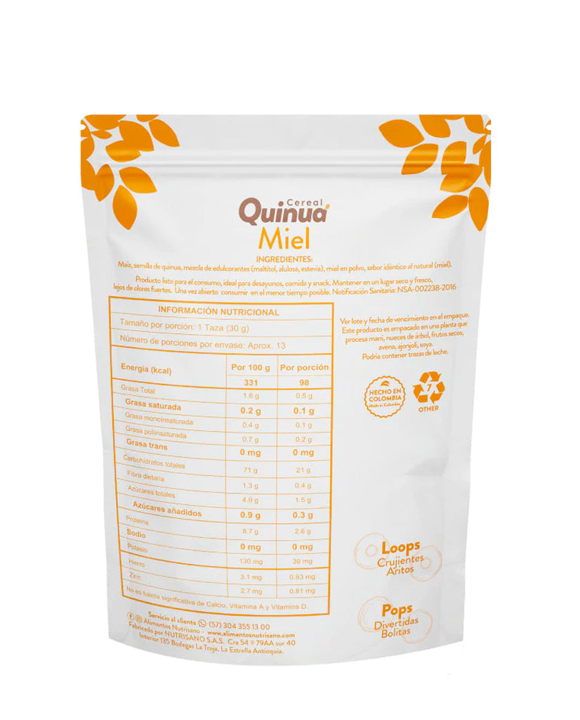 Cereal quinua loops miel Nutrisano 400 gr