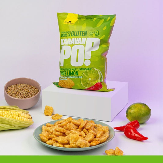 Crujiente mezcla de maíz y lenteja con un toque picante y cítrico.