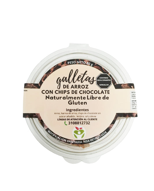 Galletas de arroz con chips de chocolate Vida sana 80 gr