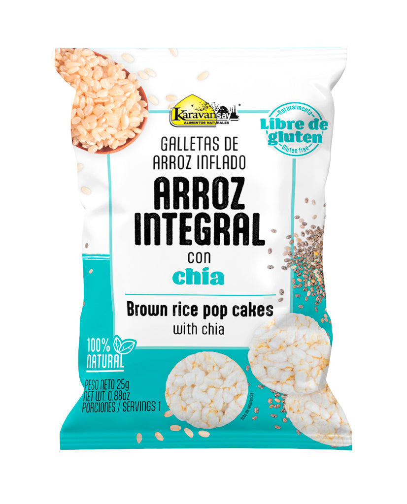 Galletas de arroz inflado integral con chia Karavansay 25 gr