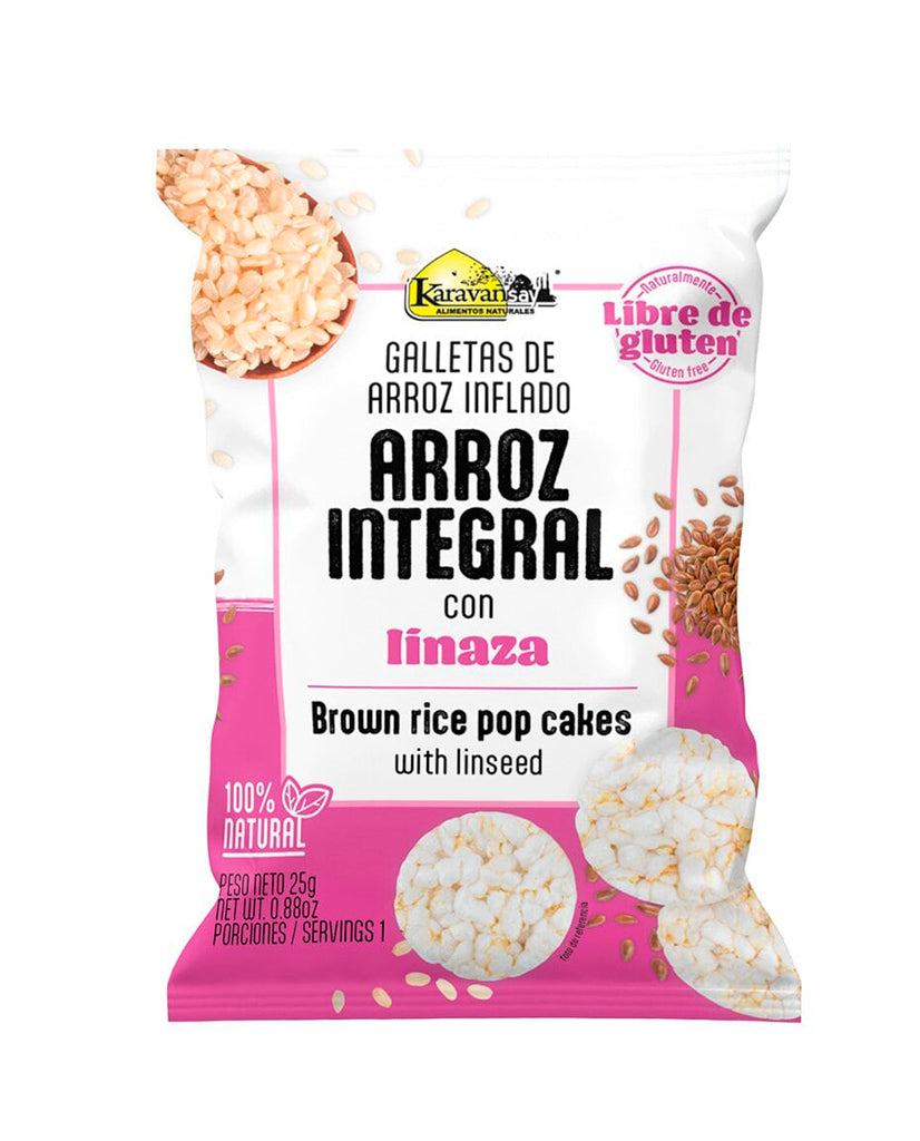 Galletas de arroz inflado integral con linaza Karavansay 25 gr