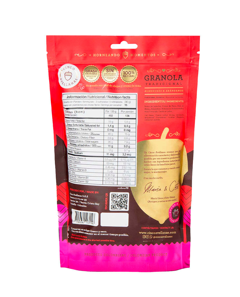 Granola almendra arándanos Cinco avellanas 450 gr