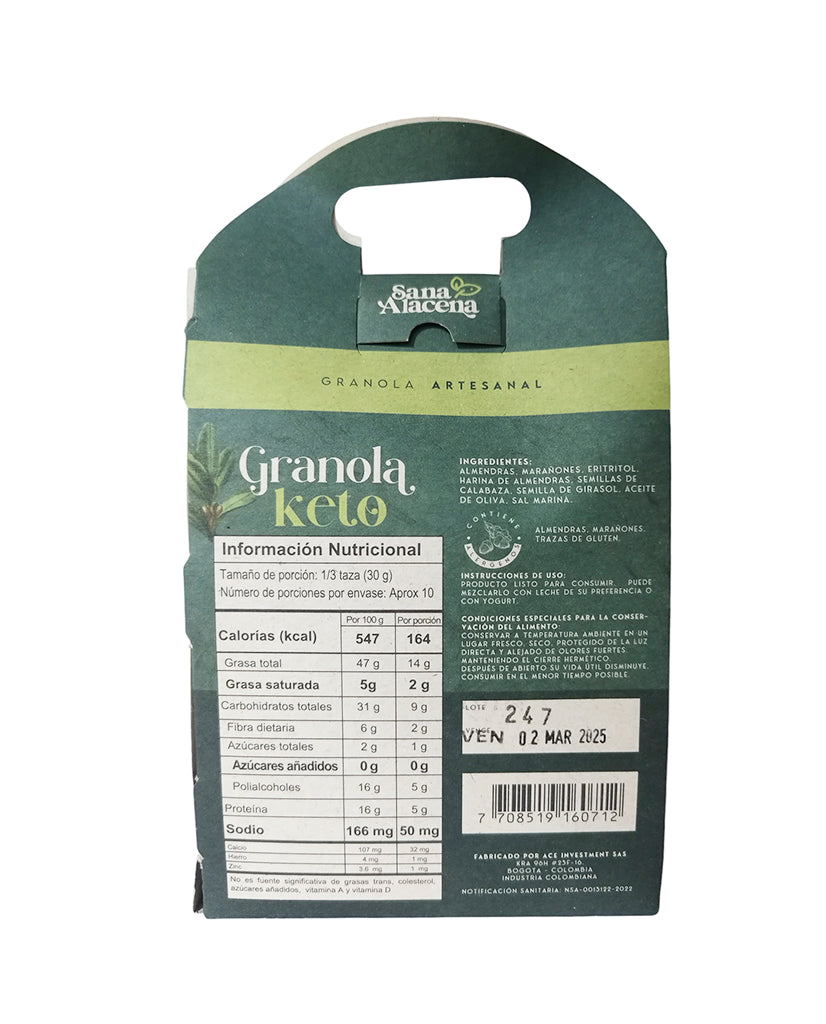 Granola keto Sana alacena 300 gr