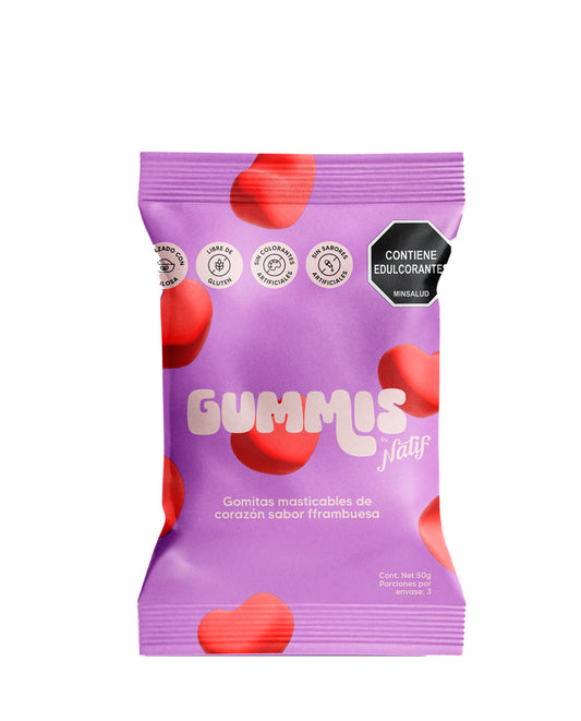Gummis corazones de frambuesa Natif 50 gr