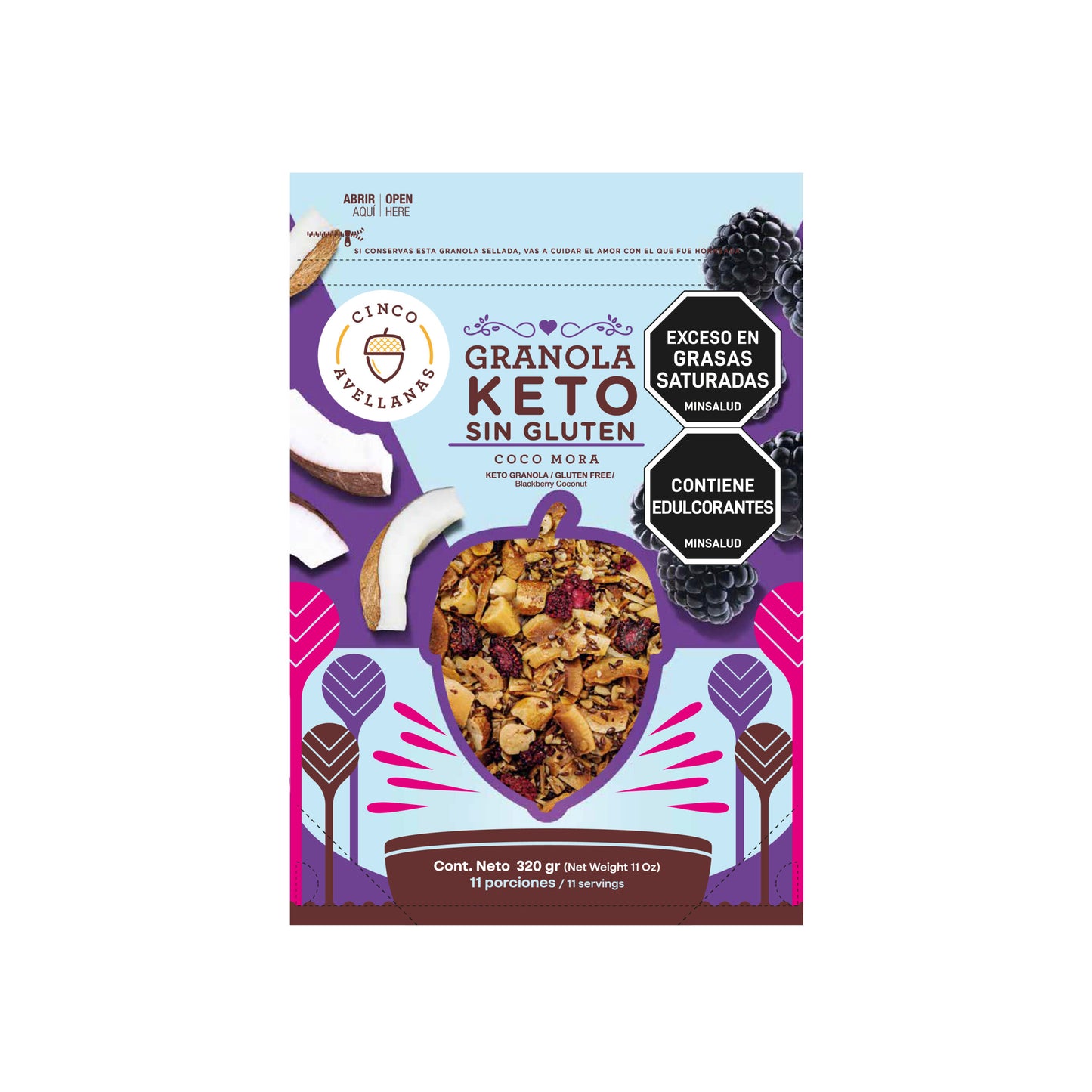 Granola keto coco mora "Cinco avellanas"