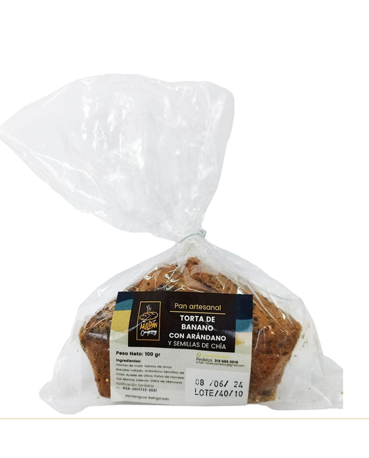 Mini torta de banano con arándanos artesanal Mildan 100 gr