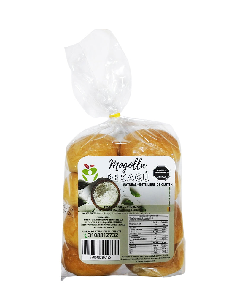 Mogollas de sagú Vida sana 8 unds Sin Gluten