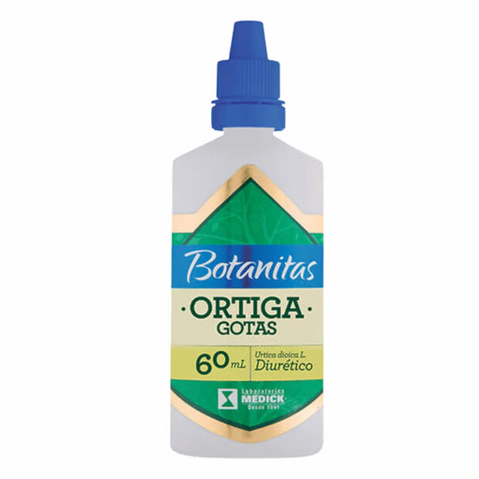Extracto de ortiga Botanitas 60 ml, tradicionalmente usado para apoyar la salud del cabello, la piel y el bienestar general.