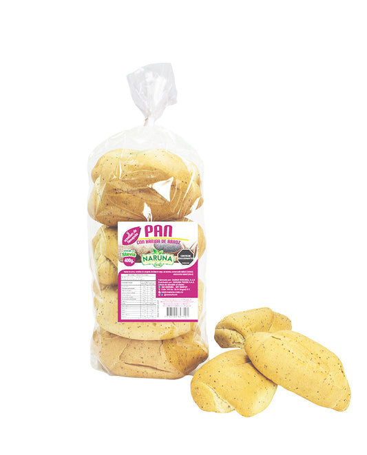 Pan con harina de arroz y semillas de amapola Naruna 8 unds Sin Gluten