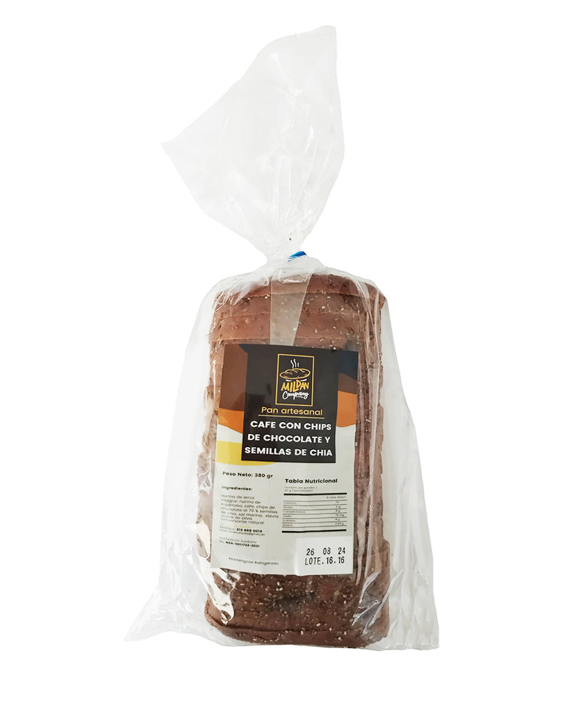 Pan de café con chips de chocolate y semillas de chía Mildan 500 gr