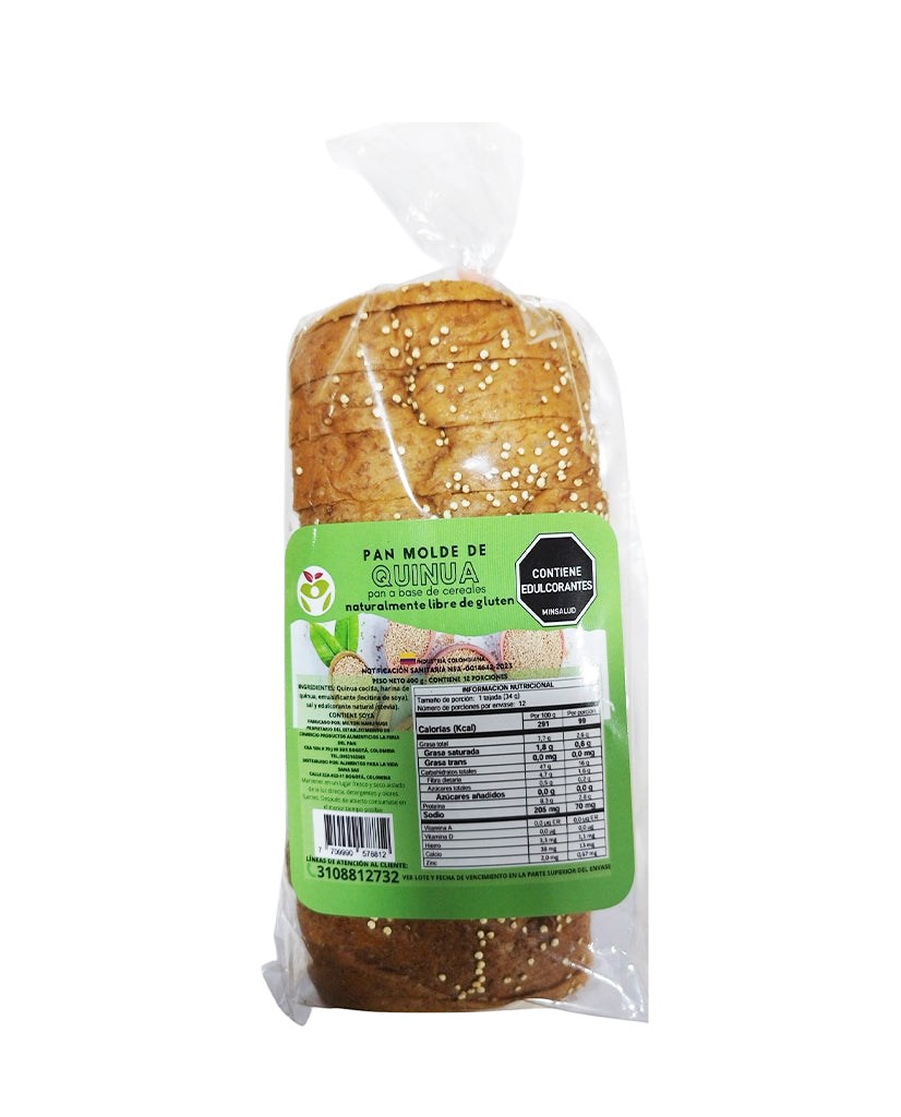 Pan de quinua tajado Vida sana 400 gr Sin Gluten