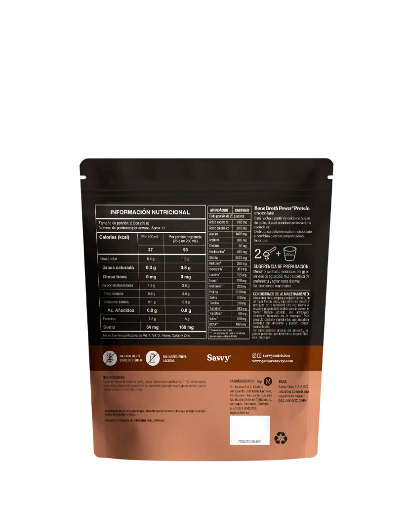 Proteina bone broth power chocolate Savvy 280 gr