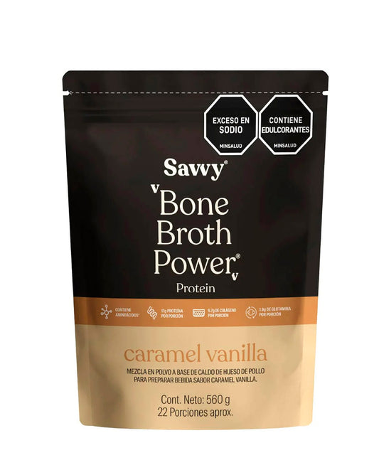 Proteina bone broth power vainilla caramel Savvy 560 gr