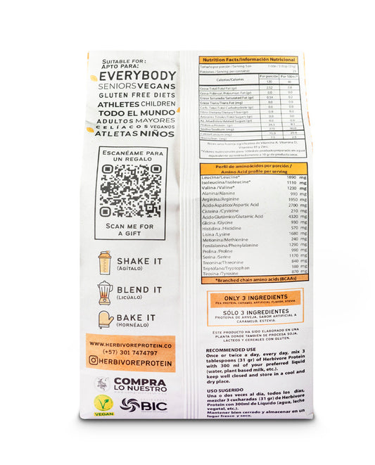 Proteína arveja caramelo Herbivore 907 gr