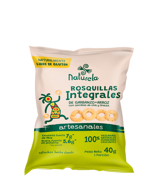 Rosquillas integrales de garbanzo+arroz con semillas de chía y linaza Naturela 40 gr