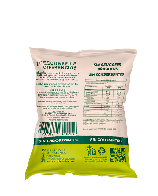 Rosquillas integrales de garbanzo+arroz con semillas de chía y linaza Naturela 40 gr