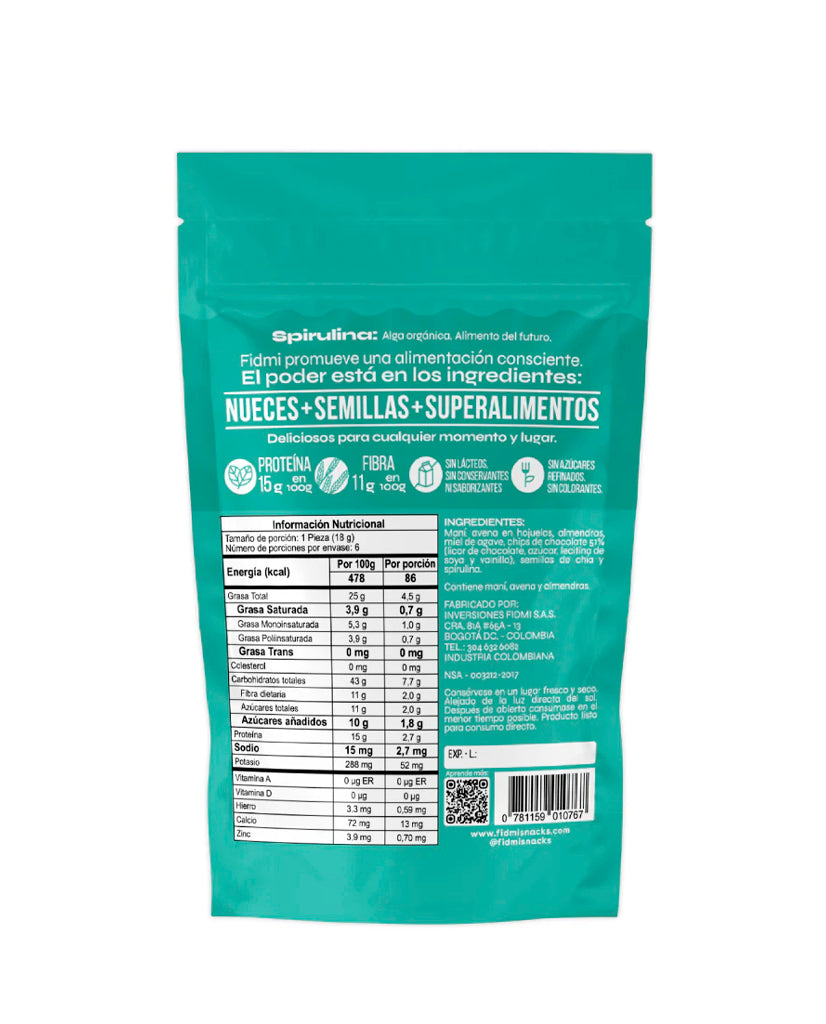 Sixball espirulina y cacao Fidme 108 gr