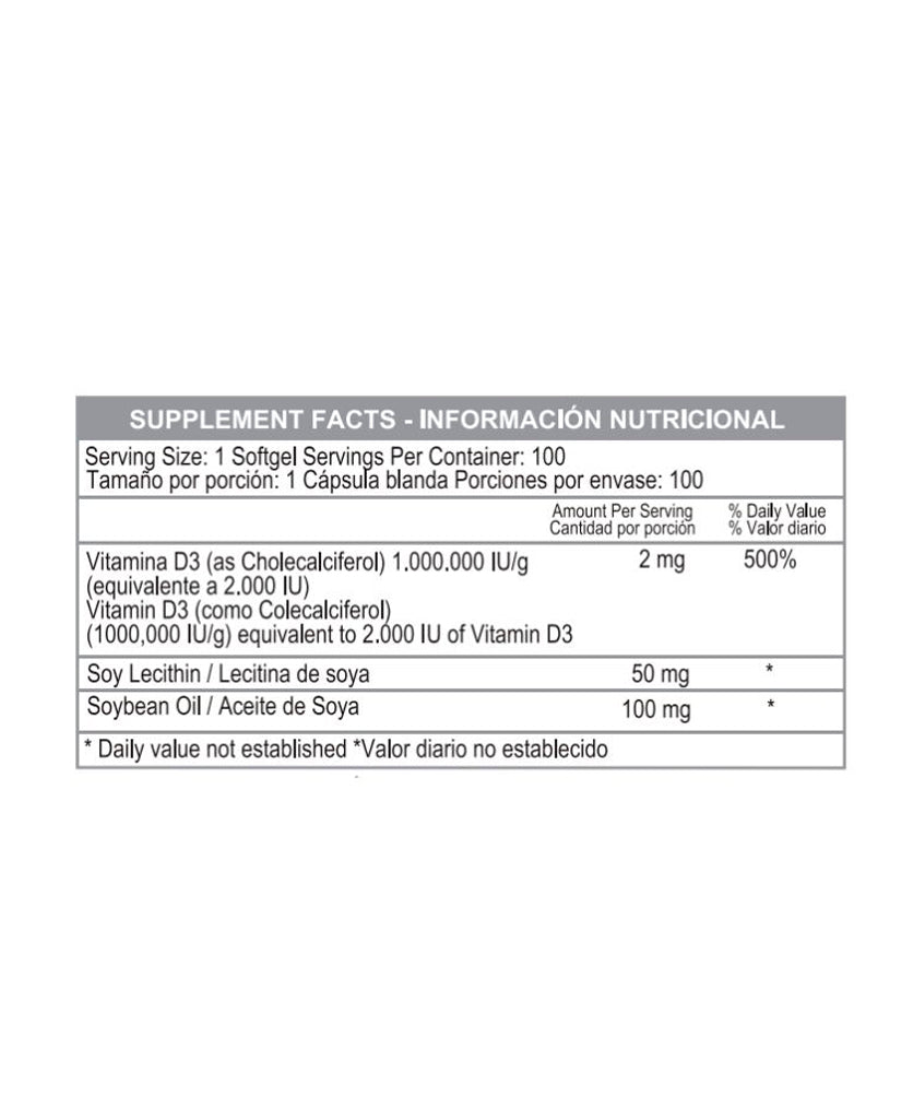 Vitamin D3 2000IU Healthy america 100 caps
