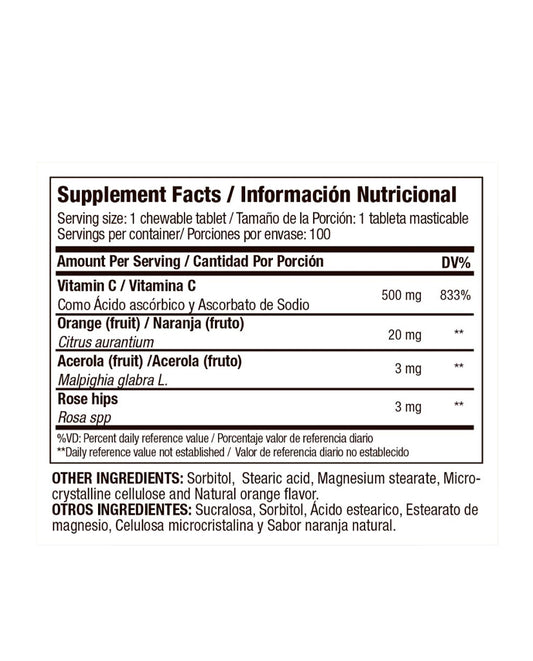Vitamina C 500 mg chewable "Medical Green" 100 Tabletas