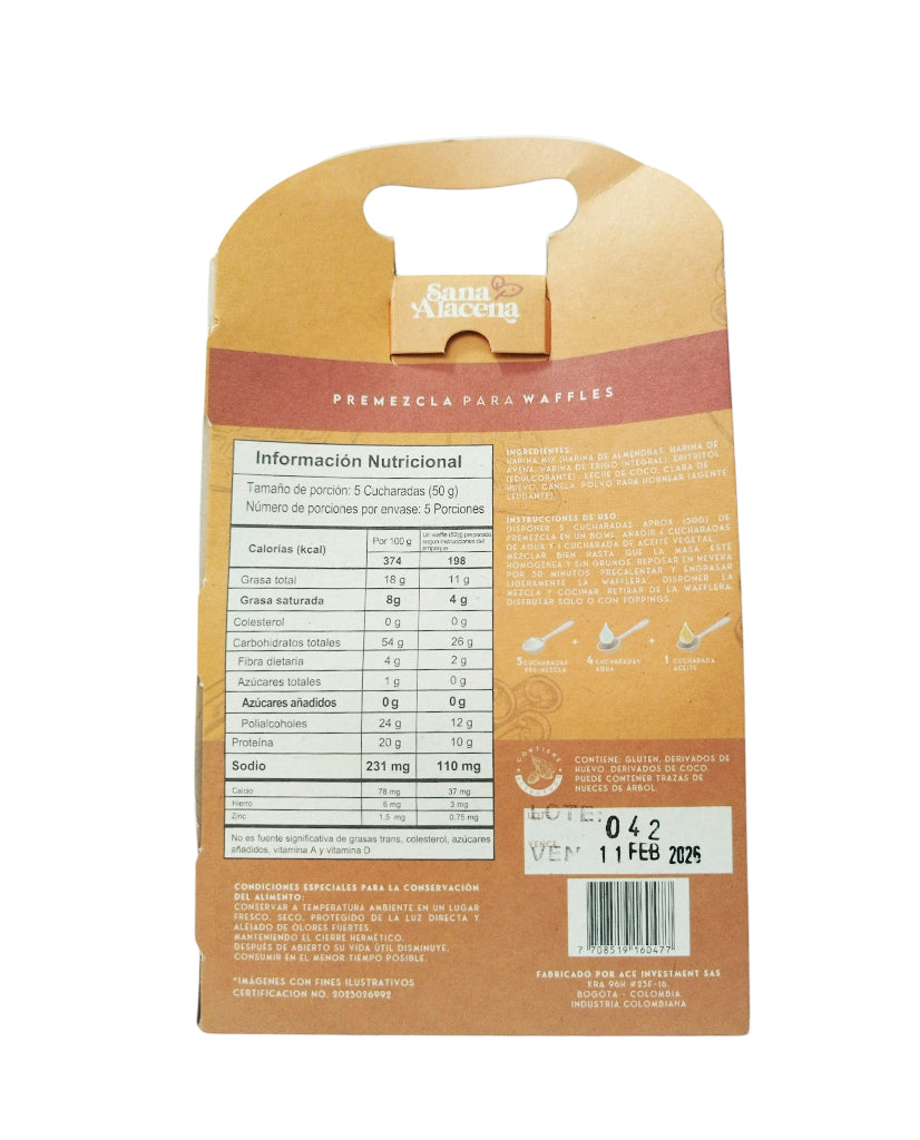 Waffles de canela Sana alacena 250 gr