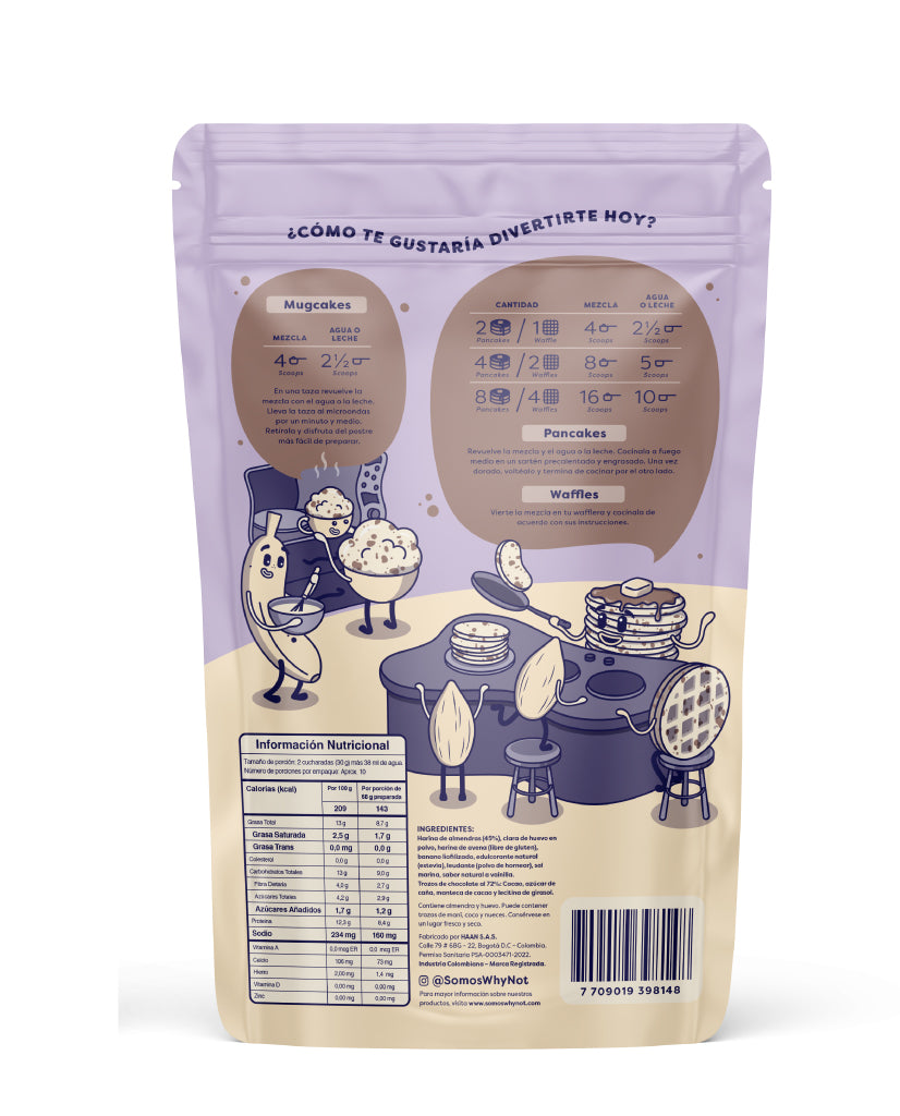 Mezcla pancakes y waffles chips de chocolate Why not 285 gr Sin Gluten