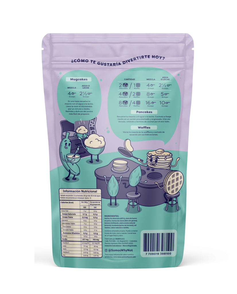 Mezcla pancakes y waffles vainilla almendra Why not 285 gr Sin Gluten