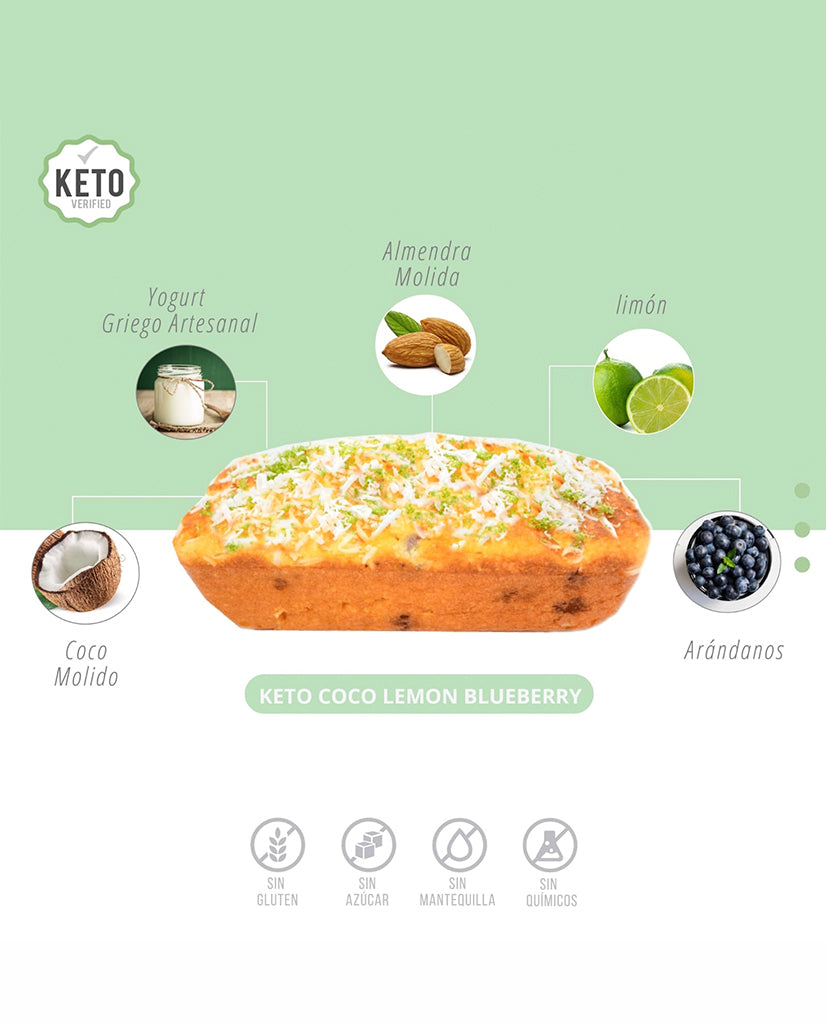 Pan keto coco lemon blueberry Diloaf 320 gr Sin gluten