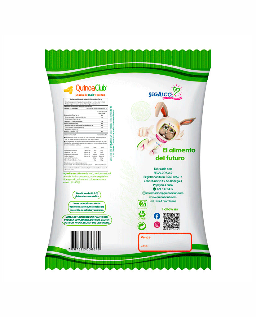 Unidad cheetos naturales sal marina Quinua club 12 gr