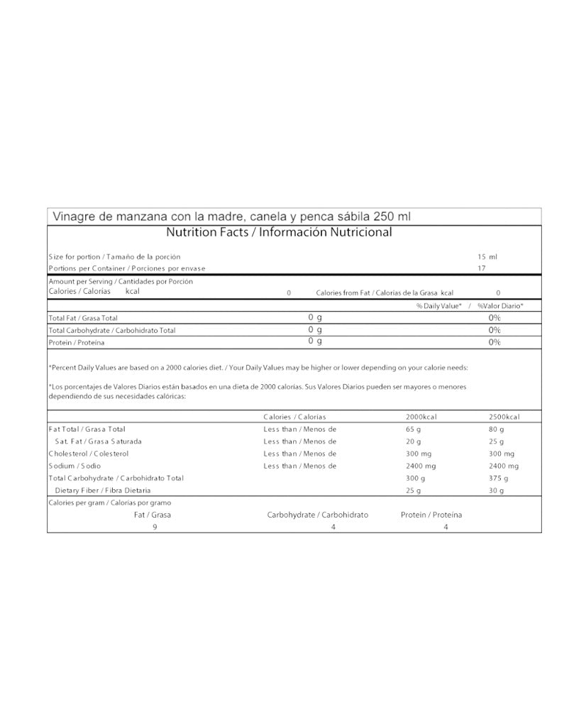 Vinagre de manzana con canela y penca sábila Manzato 500 ml