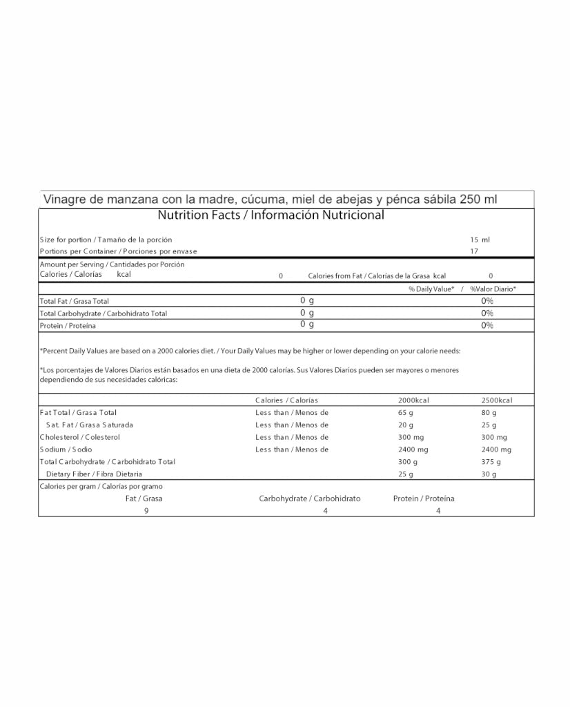 Vinagre de manzana con cúrcuma y penca sábila Manzato 500 ml
