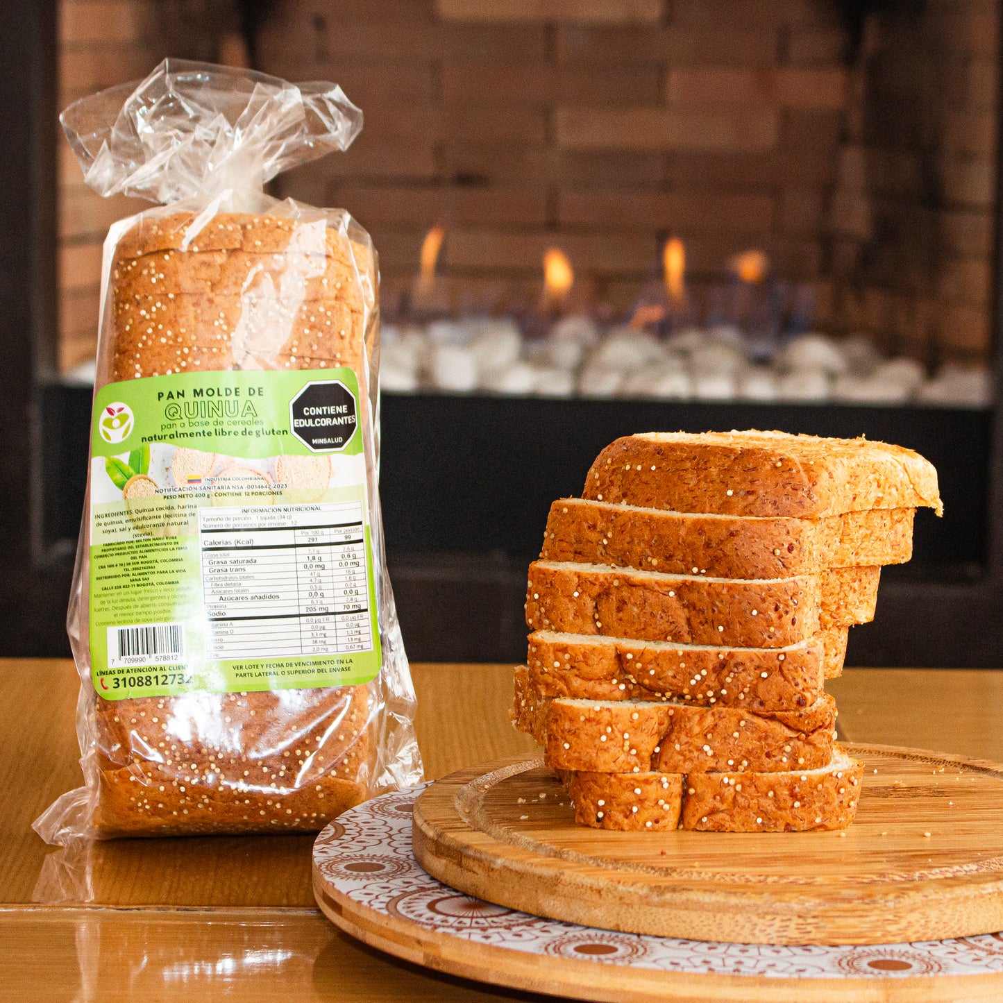 Pan de quinua tajado "De alimentos para la Vida" 400 gr Sin Gluten