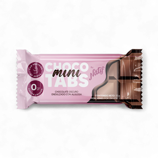 Mini tabletas de chocolate oscuro, con un sabor intenso y equilibrado