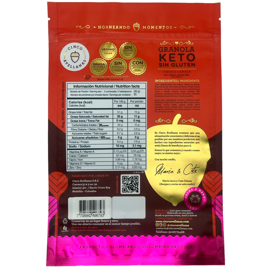 Granola keto choco canela Cinco avellanas