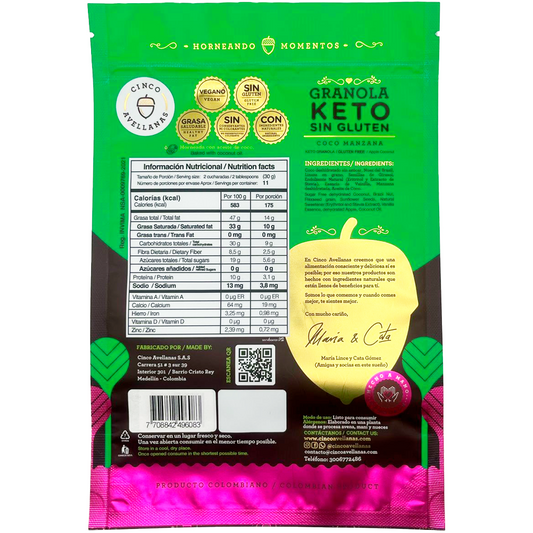 Granola keto coco manzana Cinco avellanas