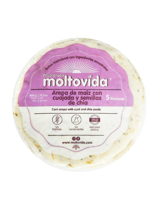 Arepa de maíz con cuajada y semillas de chía Moltovida 5 unds