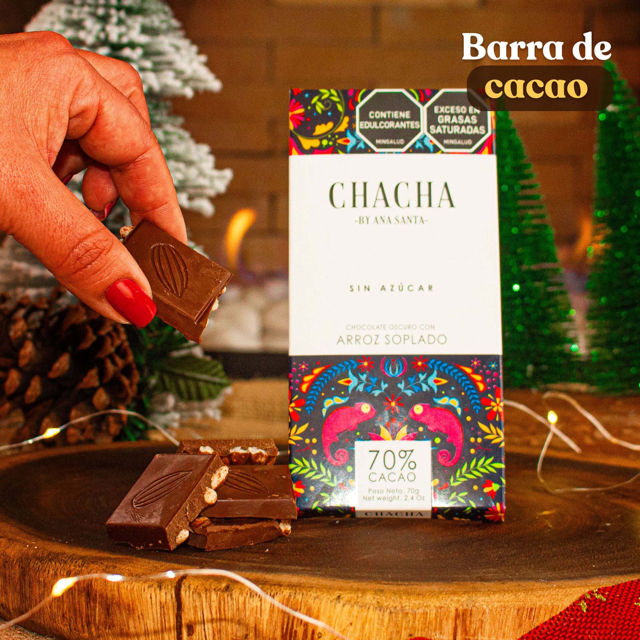 Barra de cacao navideña 70gr