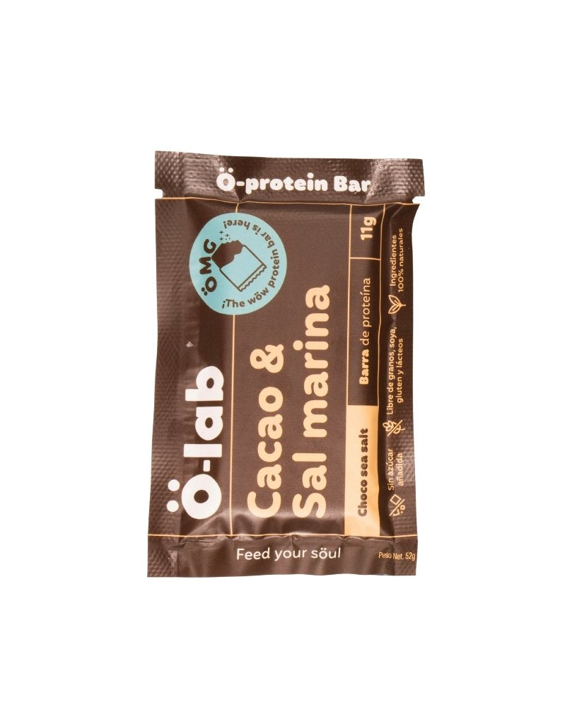 Barra de proteína cacao y sal marina O-lab 52 g