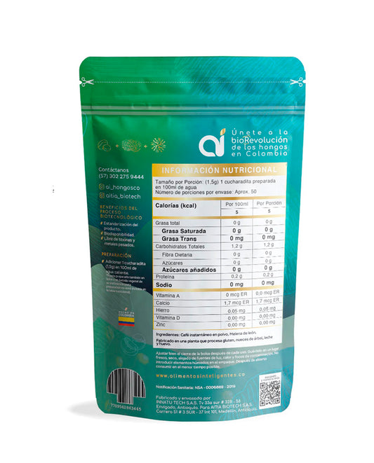 Café instantaneo con melena de león Alimentos inteligentes 75 gr