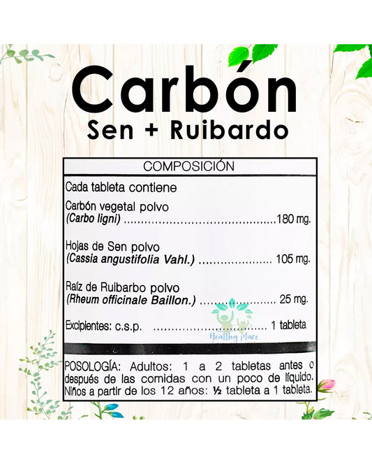 Carbón sen-ruibarbo Natufar 100 tabletas