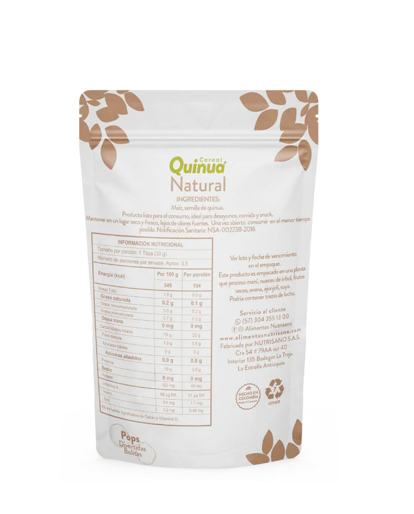 Cereal quinua pops natural Nutrisano 100 gr