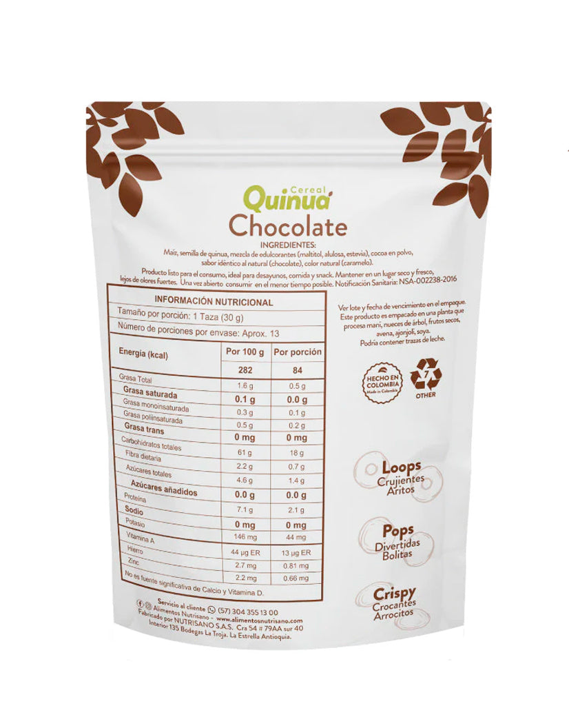 Cereal quinua crispy chocolate Nutrisano 400 gr