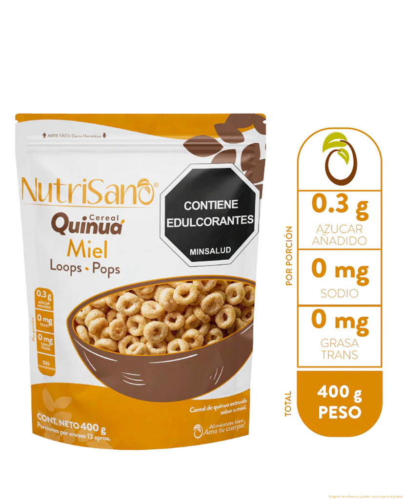 Cereal quinua loops miel Nutrisano 400 gr