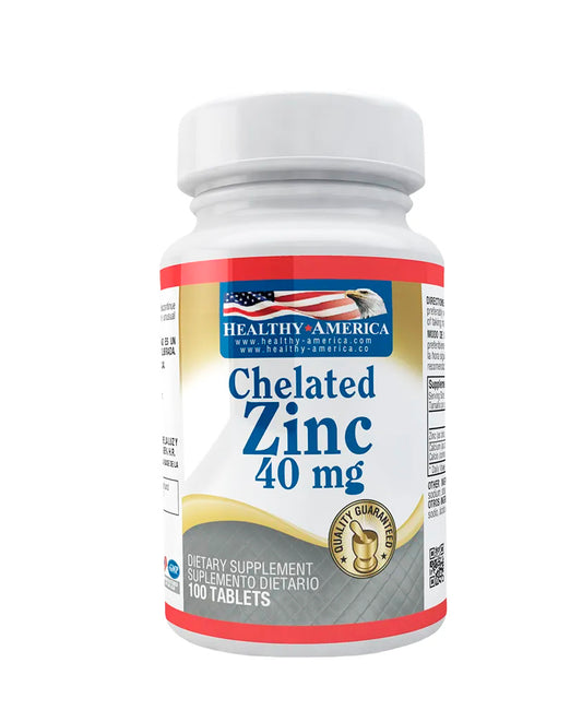 Chelated Zinc 40 mg Healthy america 100 tabletas