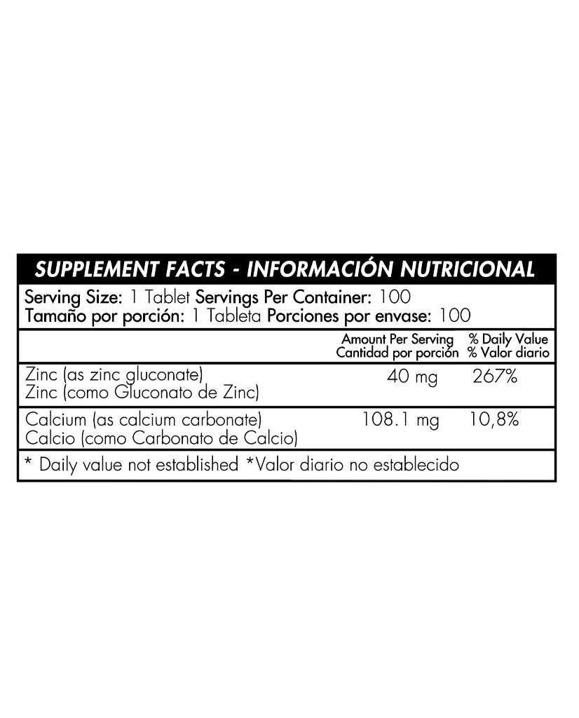 Chelated Zinc 40 mg Healthy america 100 tabletas